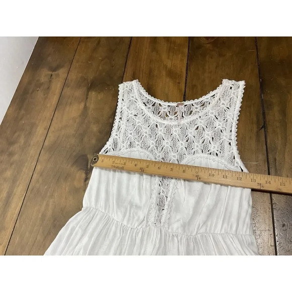 Free People Womens Dress Small White Lace Crochet Neckline Fiesta Mini Flowy - Picture 7 of 11
